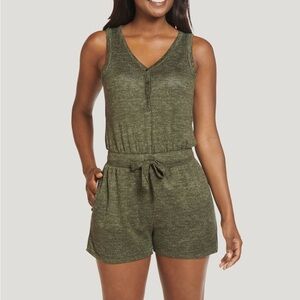 PURPLE Jockey® Luxe Lounge Brushed Ribbed Tank Romper Blue / Purple size small